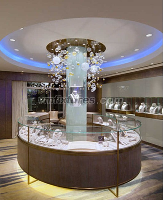 Comptoir d'affichage de vitrine de bijoux au détail en bois de conception créative