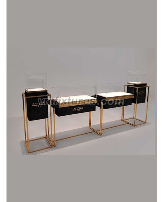Vitrinas de exhibición de joyería de mesa de gama alta de vidrio de lujo
