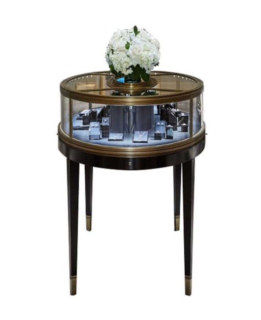 Desain Kustom Komersial Kotak Display Perhiasan Kaca Oval Modern