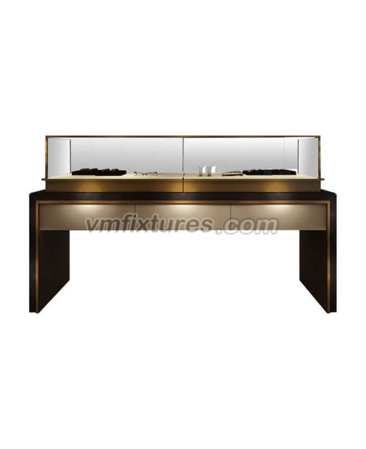 Đồ trang sức bằng thủy tinh bằng gỗ tùy chỉnh Trưng bày trưng bày Kim cương vàng để bán