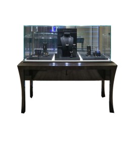 Commercial Custom Design Modern Wooden Tempered Glass Jewelry Display Showcase