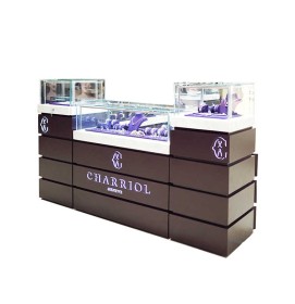Commercial Custom Luxury Wooden Tempered Glass Jewelry Display Showcase Design
