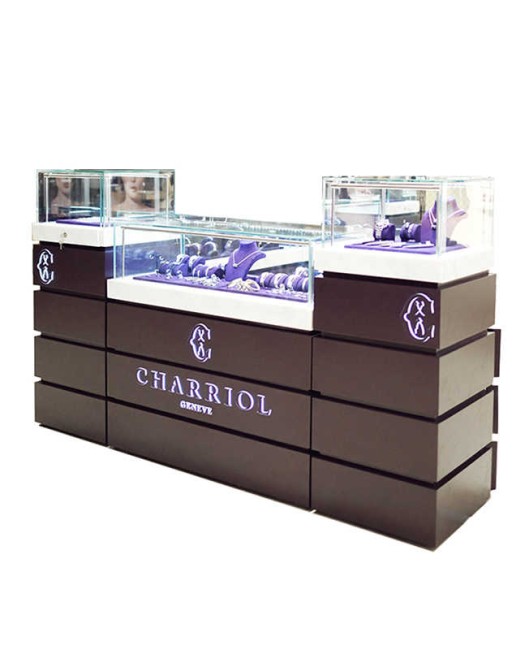 Design della vetrina per esposizione di gioielli in vetro temperato di lusso personalizzato commerciale