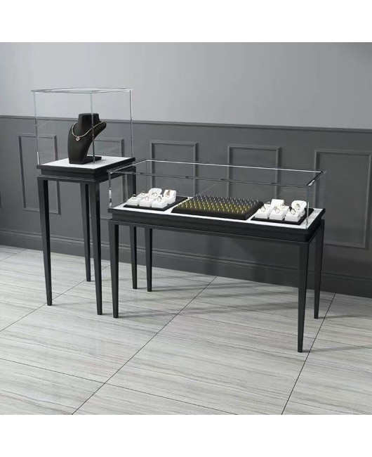 Custom Black Glass Jewelry Store Display Case