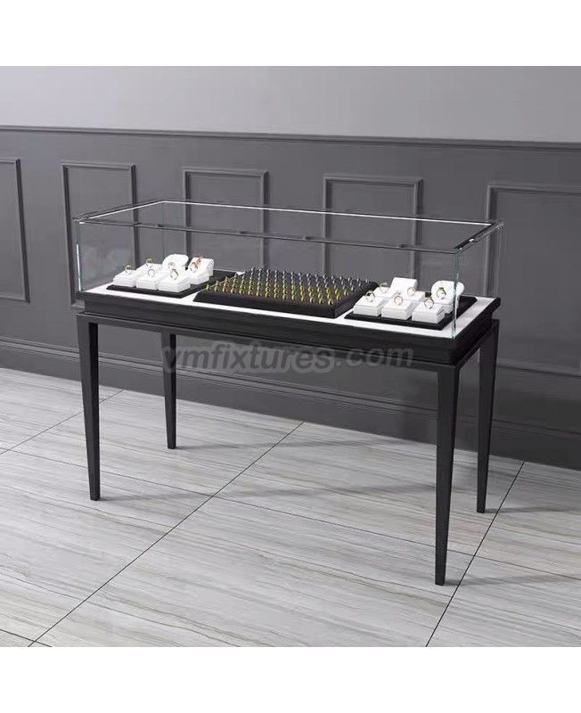 Custom Black Glass Jewelry Store Display Case