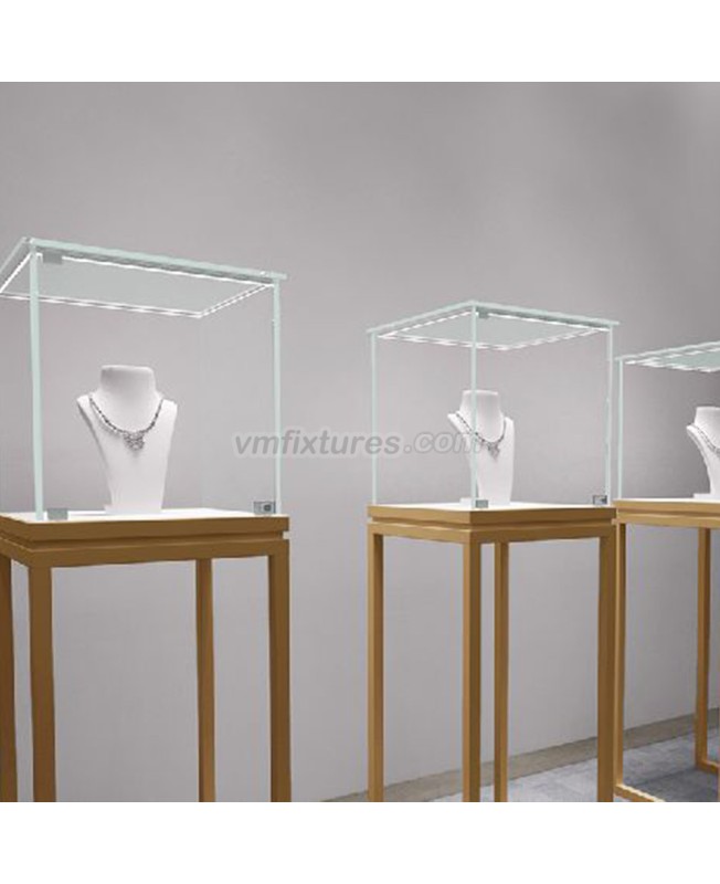 New Custom Gold Glass Jewelry Display Case