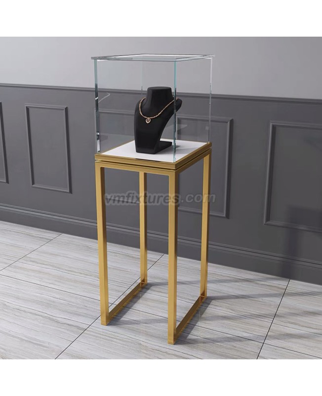 New Custom Gold Glass Jewelry Display Case