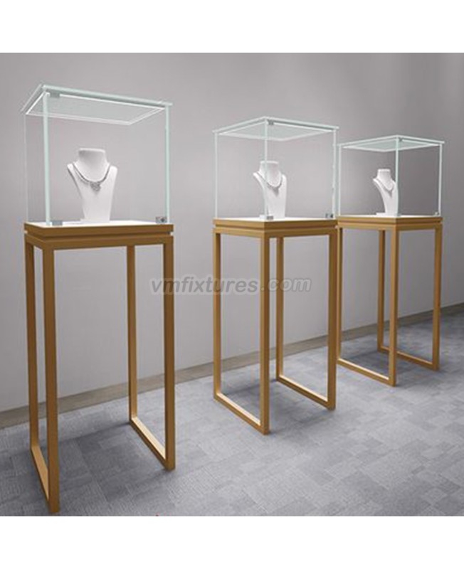 New Custom Gold Glass Jewelry Display Case