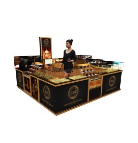 Neuer schwarzer Schmuckkiosk aus Holz für Einkaufszentren