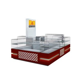 Kiosk ze szkłem i drewnem do sprzedaży detalicznej biżuterii