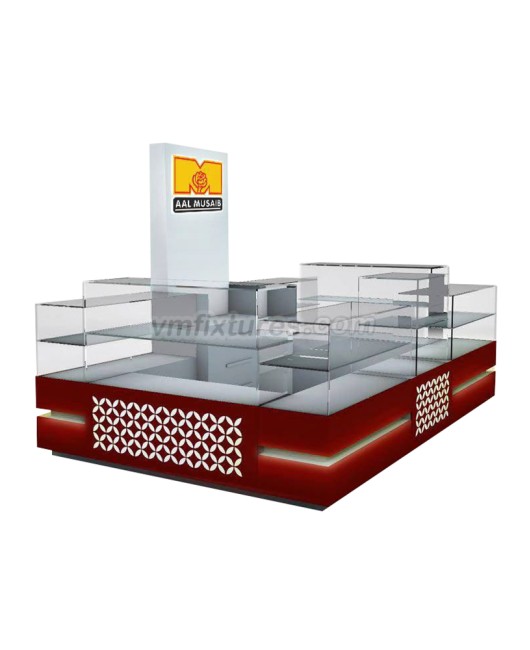 Retail Glass and Wooden Jewelry Kiosk