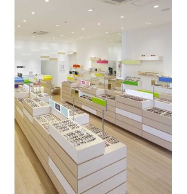 Creative Modern New Optical Shop Design Wooden Optical Display Showcase Cabinet