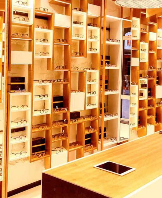 Creative Modern Custom Optical Showroom Display Wooden Optical Shop Interior