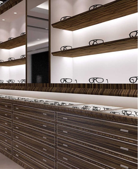 Modern Custom Creative Design Wall Mounted Sunglass Display  Wooden Sunglasses Counter Display
