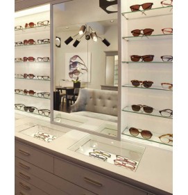 Creative Modern Custom Optical Shop Design Wooden Eyewear Showcase