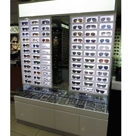 Custom Creative Wall Mounted Optical Displays Wooden Sunglasses Showcases