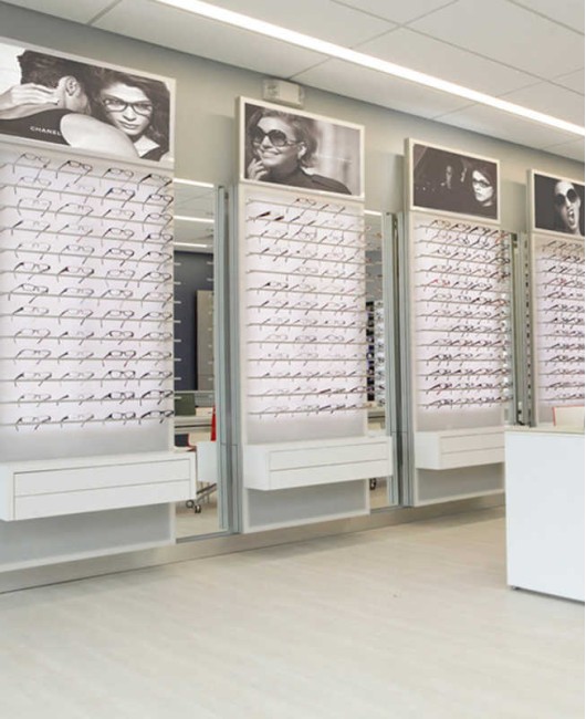 Custom Glasses Showcase Wooden Interior Design For Small Optical Shop