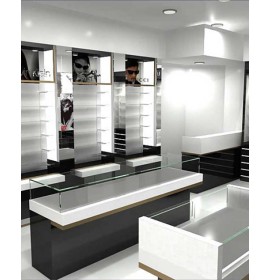 Custom Creative Optical Shop Design Wooden Eyeglass Display Showcase