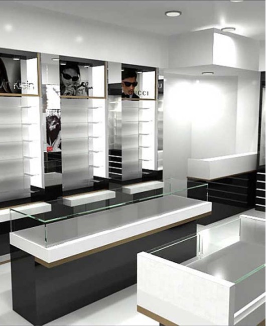 Custom Creative Optical Shop Design Wooden Eyeglass Display Showcase