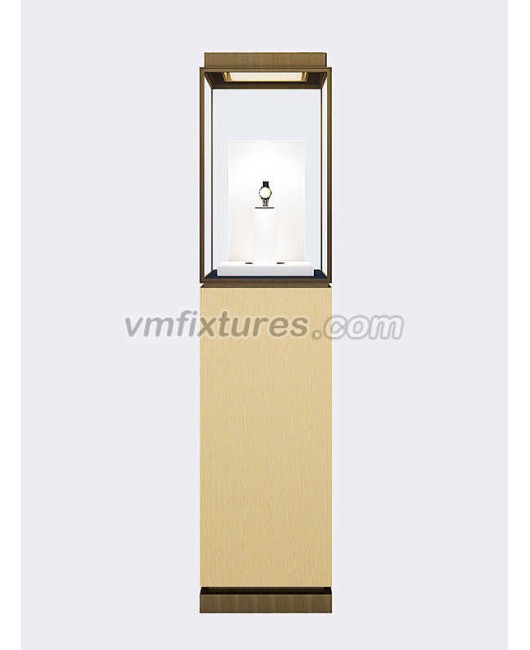 Vitrina de pedestal de reloj de vidrio de lujo de gama alta