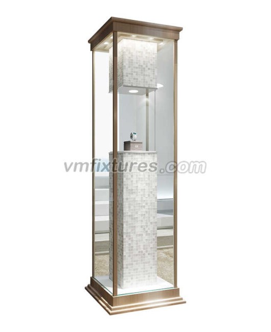 Exhibición de escaparate de pedestal de reloj de vidrio de lujo