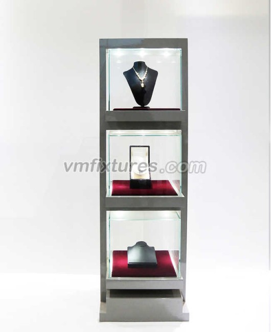 Vitrine vitrine de vidro para joias de varejo com design personalizado