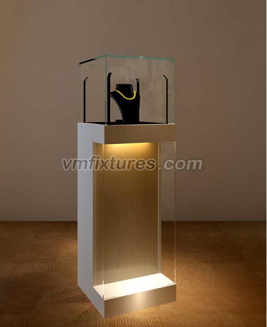 Custom Design Freestanding Retail Glass Wooden Jewelry Display Cabinet