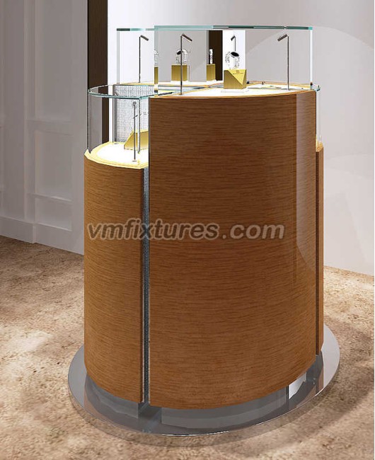 Custom Wooden Round Jewelry Pedestal Showcase Design