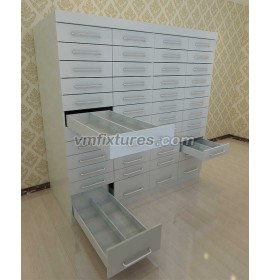 Creative Modern Wall Mount Retail White Metal Chemist Pharmacy Drawer Cabinet