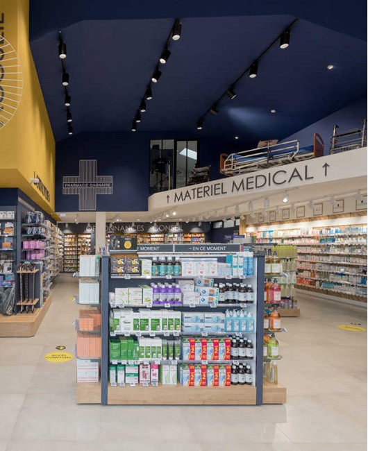 Custom Creative Modern Retail Wooden Pharmacy Rack Design