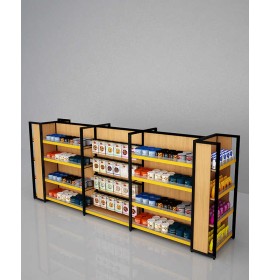 Creative Modern Retail Store Shelves Wood and Metal Gondola Display Shelves