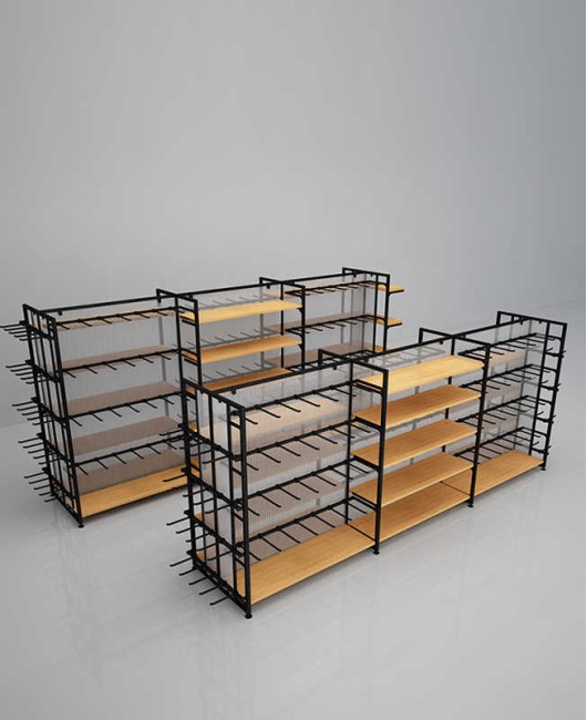 Creative Modern Store Shelves Retail Black Gondola Shelving