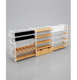 Creative Modern Retail Store Shelves Wood and Metal Gondola Shelves