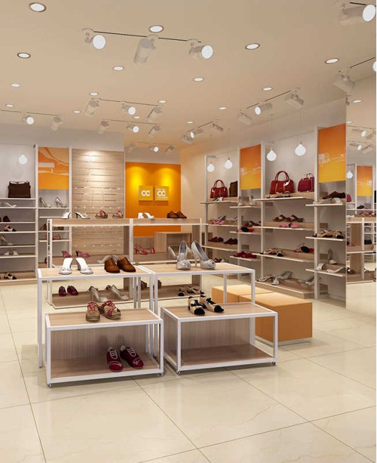 Creative Modern Retail Department Store Shelves Metal Shoe and Handbag Store Display Racks