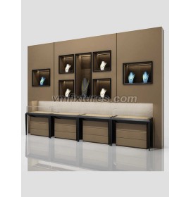 High End Retail Custom Design Wall Mounted Jewelry Display Case