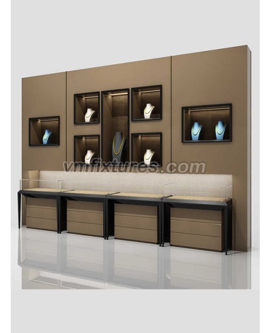 High End Retail Custom Design Wall Mounted Jewelry Display Case