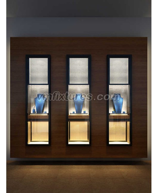 Conception de comptoir d'affichage de magasin de montre en verre en bois haut de gamme