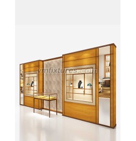 Creative Design Wooden Wall Mounted Jewelry Display Cabinet With Mirror