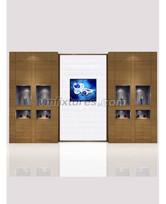 Diseño de mostrador de exhibición de tienda de relojes de vidrio de madera de alta gama