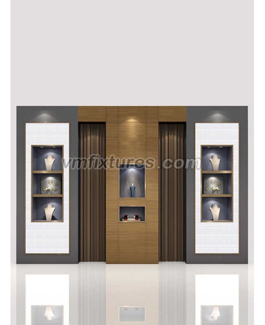 Design del bancone dell'esposizione del negozio di orologi in legno di fascia alta