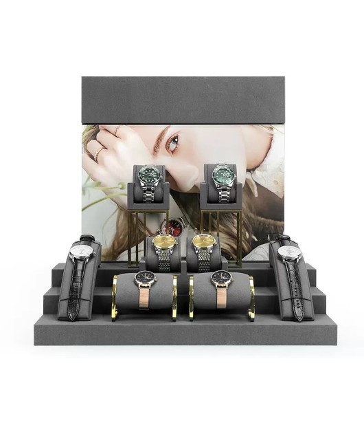 High End New Gray Velvet Watch Display Stands For Sale