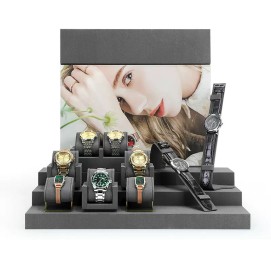 Luxury Gray Velvet Watch Display Stands For Sale