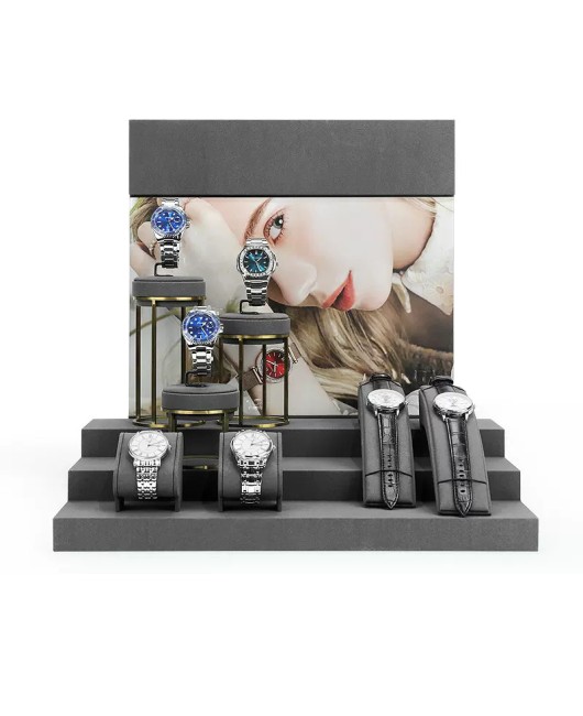 Set Display Jam Tangan Beludru Abu-abu Baru Dijual
