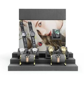 Retail Gray Velvet Watch Display Stands For Sale