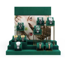 High End Popular Green Velvet Watch Display Set For Sale