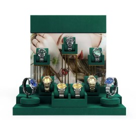 New Popular Green Velvet Watch Display Set For Sale
