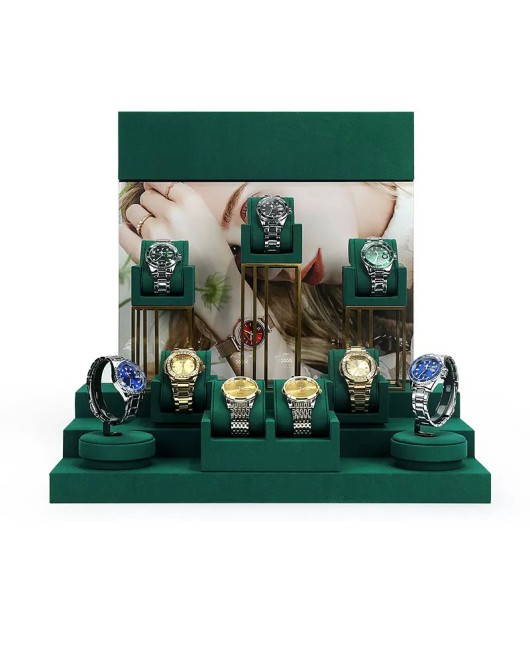 New Popular Green Velvet Watch Display Set For Sale