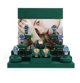 Popular New Green Velvet Watch Display Set For Sale