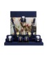 New Gold Metal Navy Blue Velvet Watch Display Set