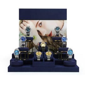 New Modern Navy Blue Velvet Watch Display Stands For Sale
